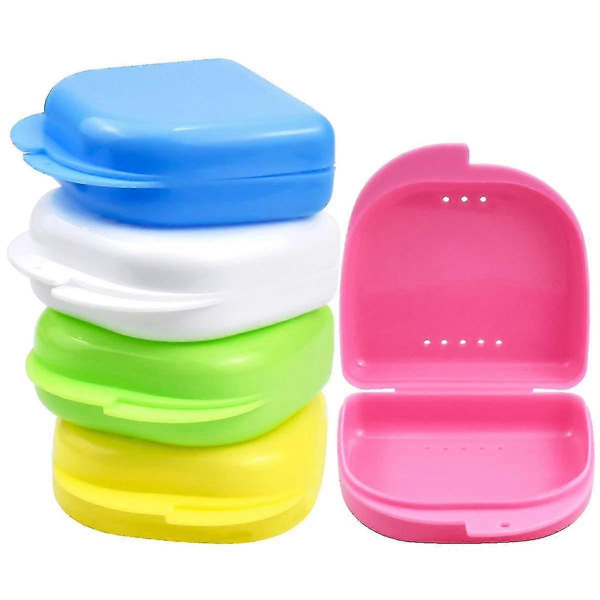 Portable Retainer Case 5pcs Mouth Guard Case Dental Orthodontic Retainer Box Denture Storage Container Random Color8700521894158