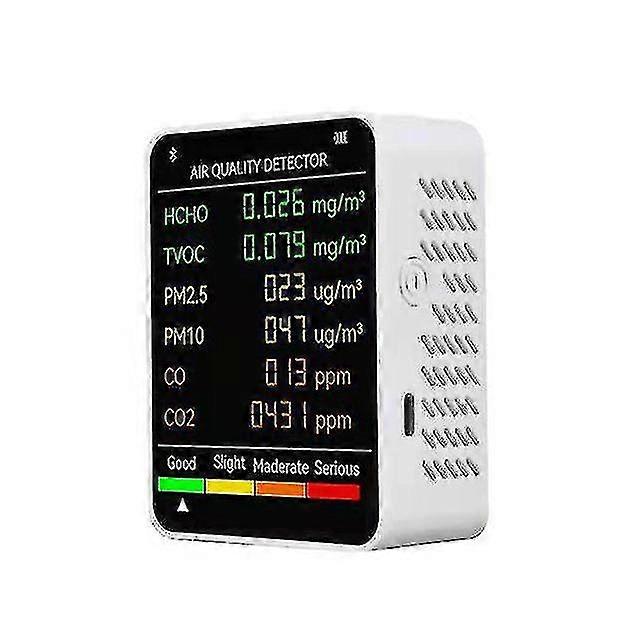 6 In 1 pm2.5 pm10 hcho tvoc co co2 Luftqualitätsdetektor Co Kohlendioxid Formaldehyd Monitor LCD Large Screen Display