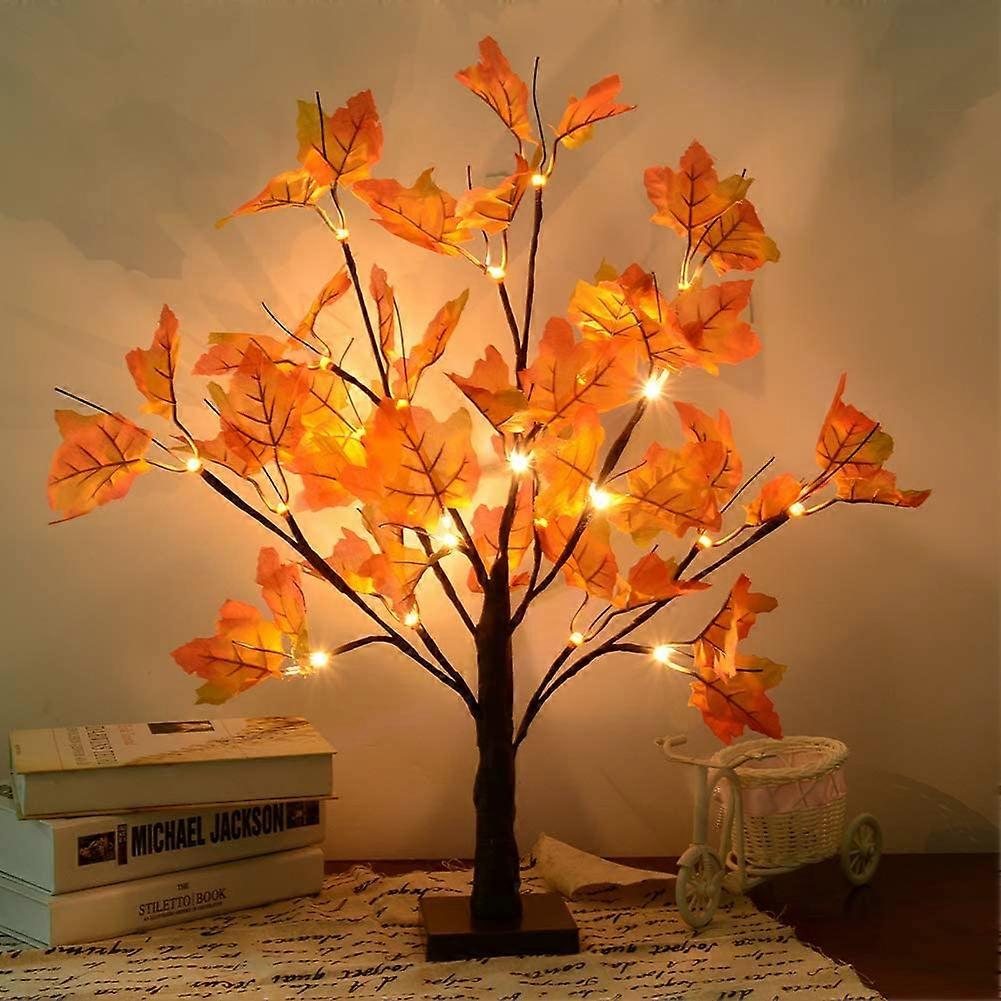 LED Maple Leaf Tree Light, 50cm 24 LEDs Battery Operated Desk Maple Leaves (Fall @-4