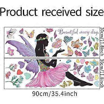 DEIKOKA Removable Fairy & Butterfly Wall Decals - Peel And Stick Vinyl Wall Art For Girls Room, Nursery (Blue) - View #2