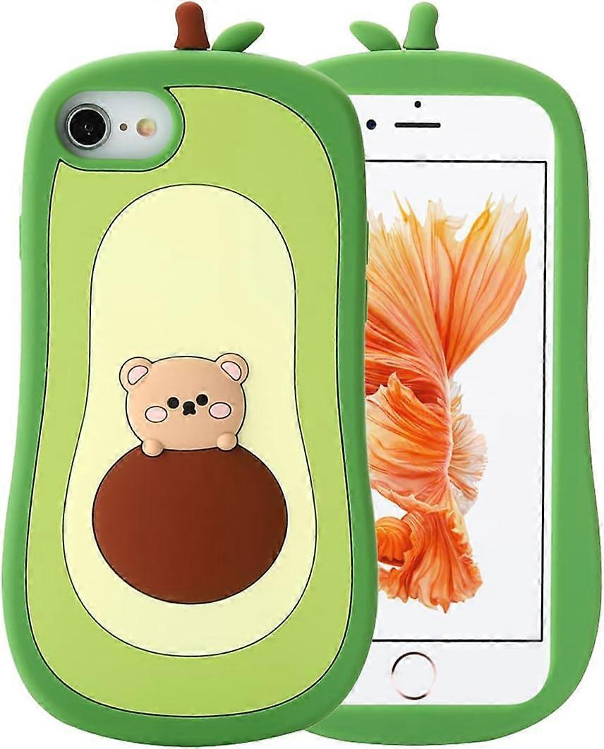 Baicccf Custodia Avocado per iPhone SE 2022/SE 2020, custodia in silicone morbido a forma di avocado con motivo 3D per bambini, ragazze e donne, ka...