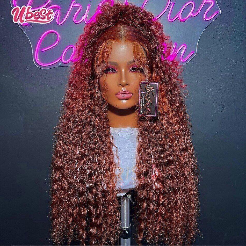 Ingwer Kupfer Deep Wave Spitze Front Echthaar Perücken Brazlian Haar Transparent
