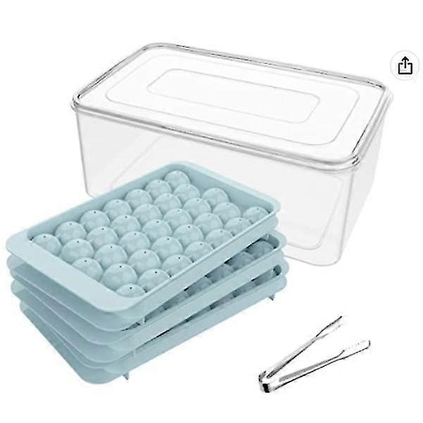 New set of 33 compartments round ice compartment Homemade ice maker for ice cubes Homemade plastic mold with lid Blue