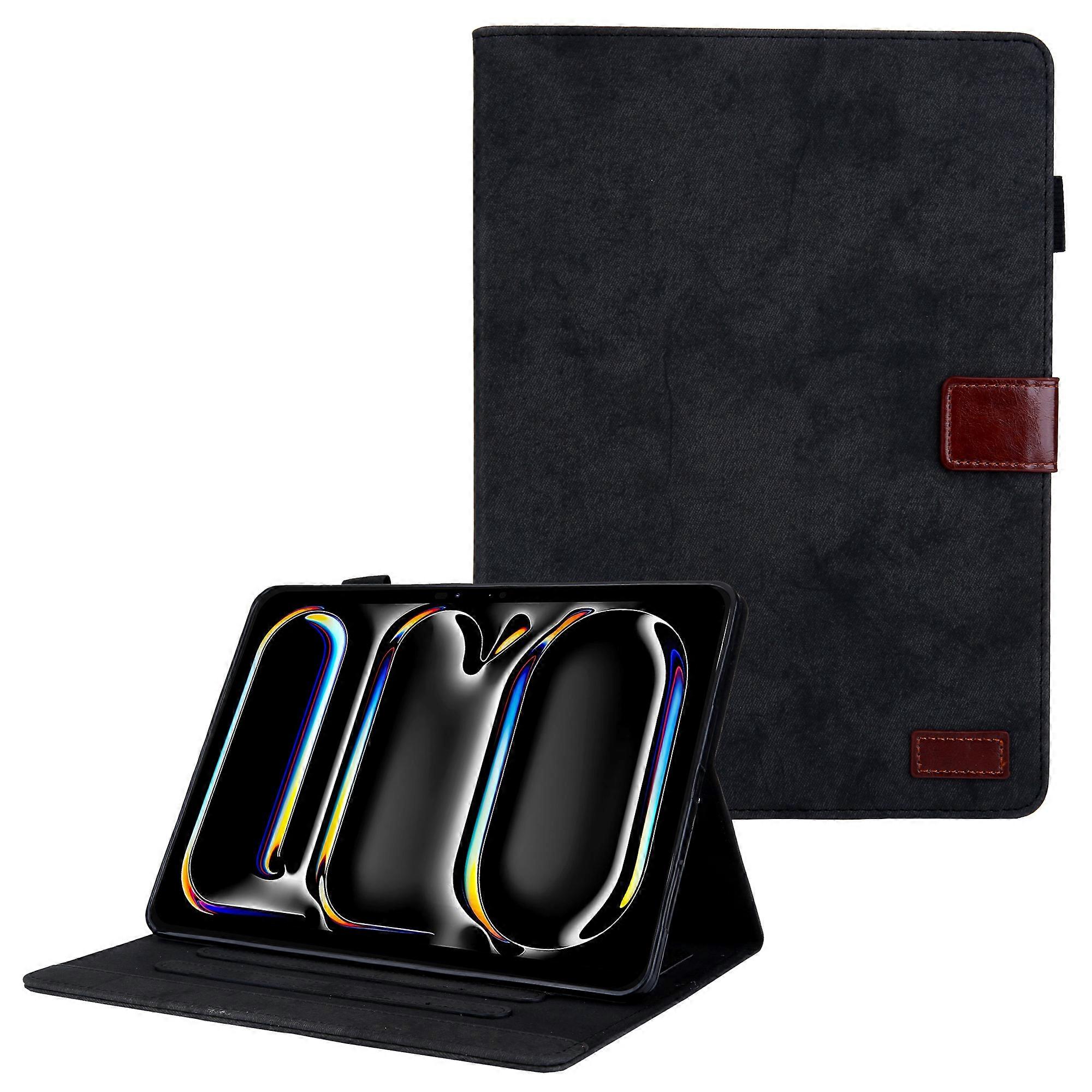 For iPad Pro 11 (2024) Case Cloth Texture PU Leather Tablet Cover with Auto Wake/ Sleep