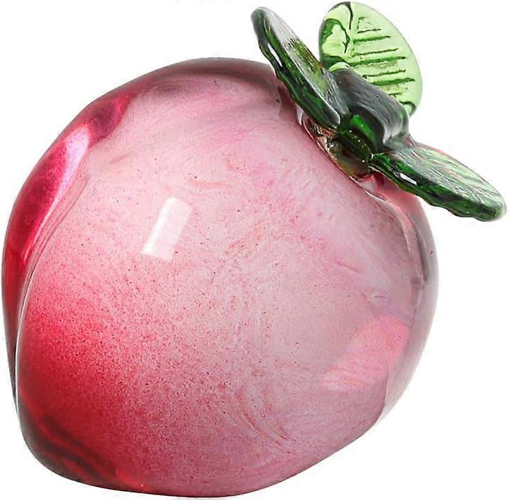 SBSG Crystal Peach Statue Ornament Decorative Artificial Fruit Glass Figurine Tabletop Paperweight Crystal Ornament for Home Office,Peach
