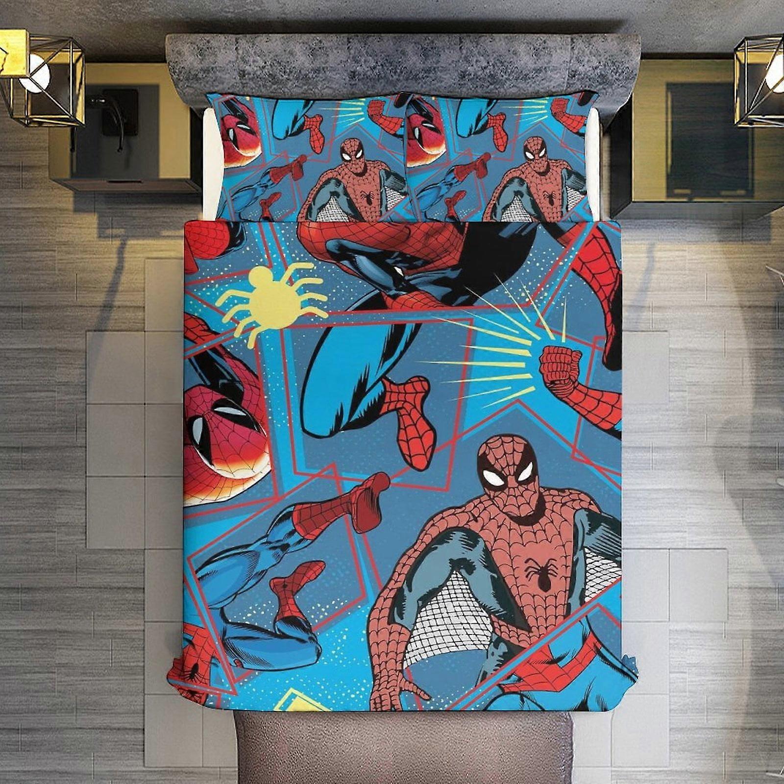 Bedding set JP658 Spider-Man 3 Pieces Duvet Cover Set Full Size Super Soft Fade Resistant Microfiber 1 Cover with Zipper and 2 Pillowcases TH658