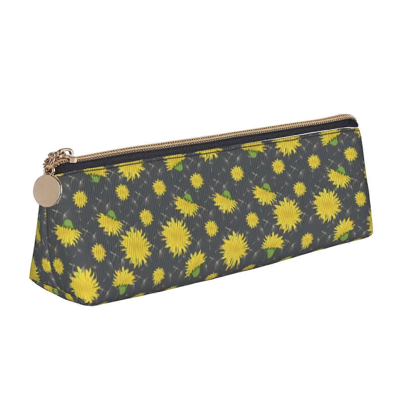 زهرة الكرتون من الهندباء نمط لطيف الجلود قلم رصاص القلم القضية مثلث المحمولة القلم زيبر حقيبة للرجال والنساء والمكتب والعمل