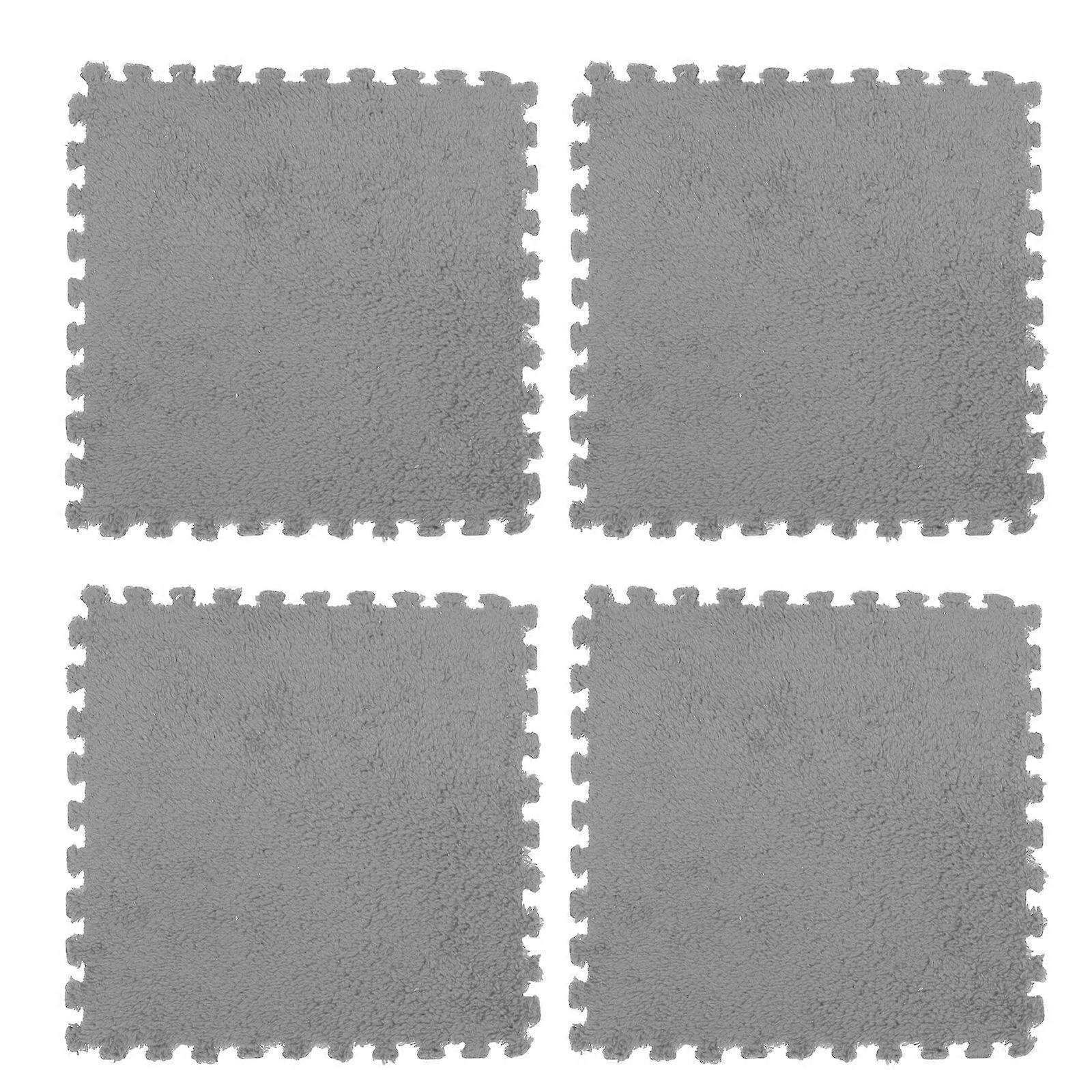 4PCS Plush EVA Mosaic Floor Mat Plush EVA Floor Mat Plush Tatami Use Mat