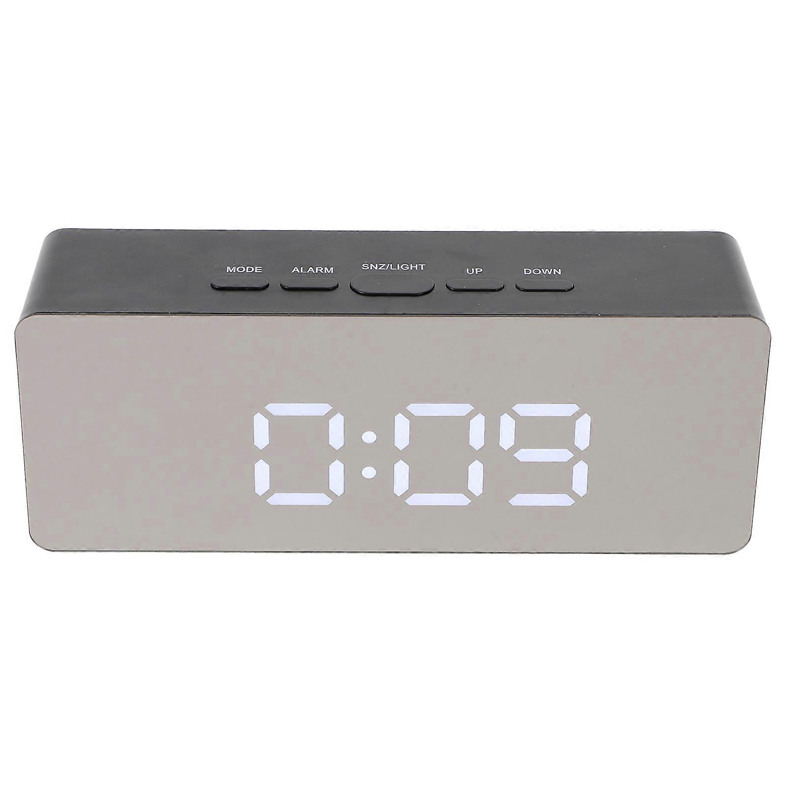 1pc LED Mirrored Surface Digital Alarm Clock Calendar Desk Clock without Battery