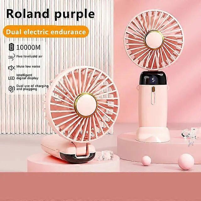 Powered Hand Fans Handheld Folding Fan Portable Carrying Mini USB Rechargeable Model Intelligent Digital Display Multifunctional Mute Small Fan