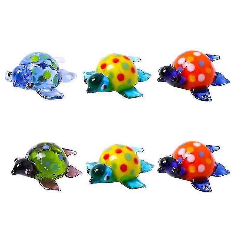 6pcs Glass Turtle Figurines