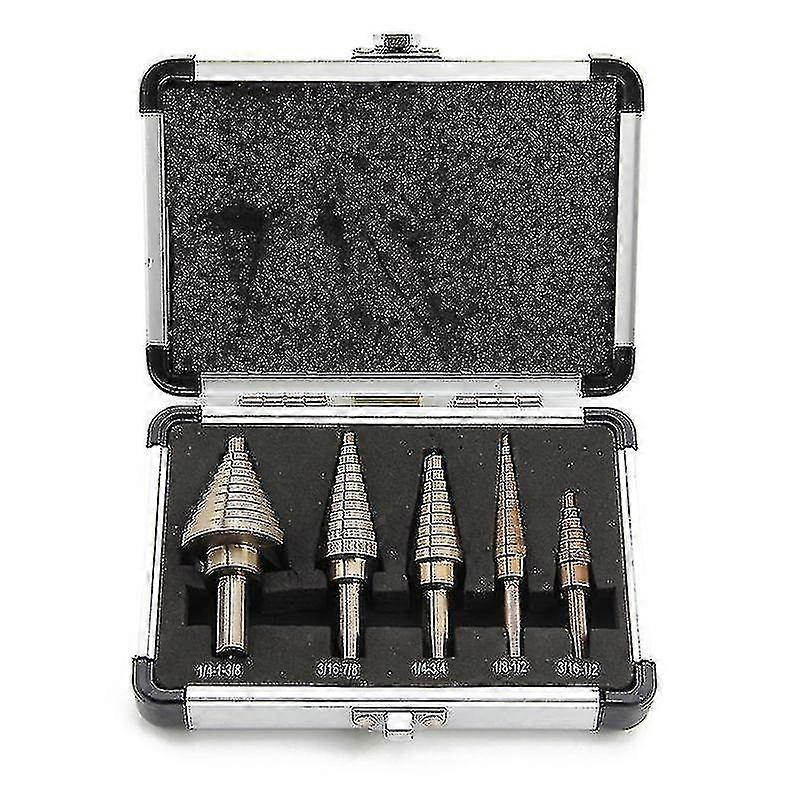 Large Titanium Hss Step Cone Drill Hole Cutter Bit Set Tool + Case