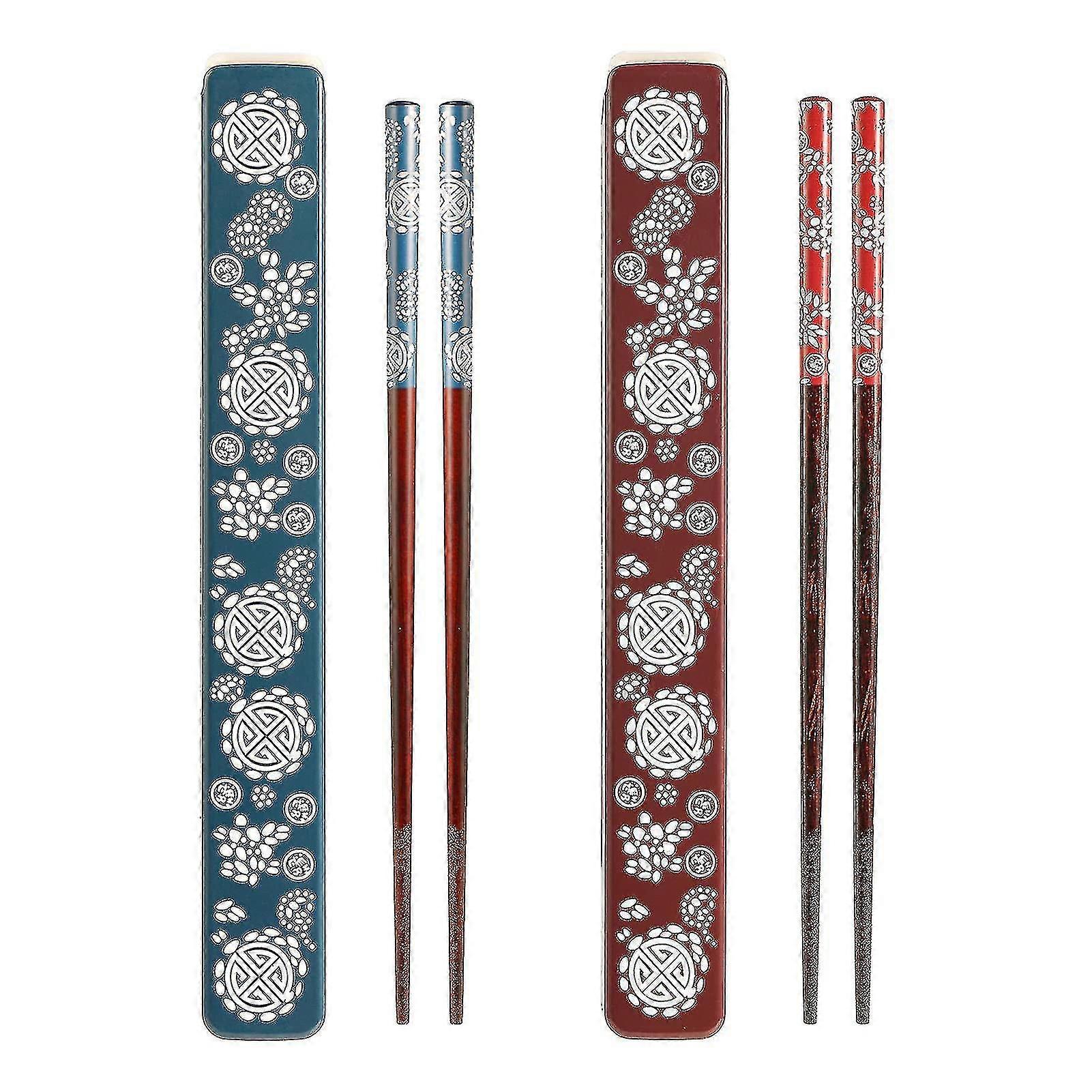2 Pairs Chopsticks Portable Chopsticks Set With Case Reusable Natural Wooden Chopsticks Japanese Style Eco-friendly
