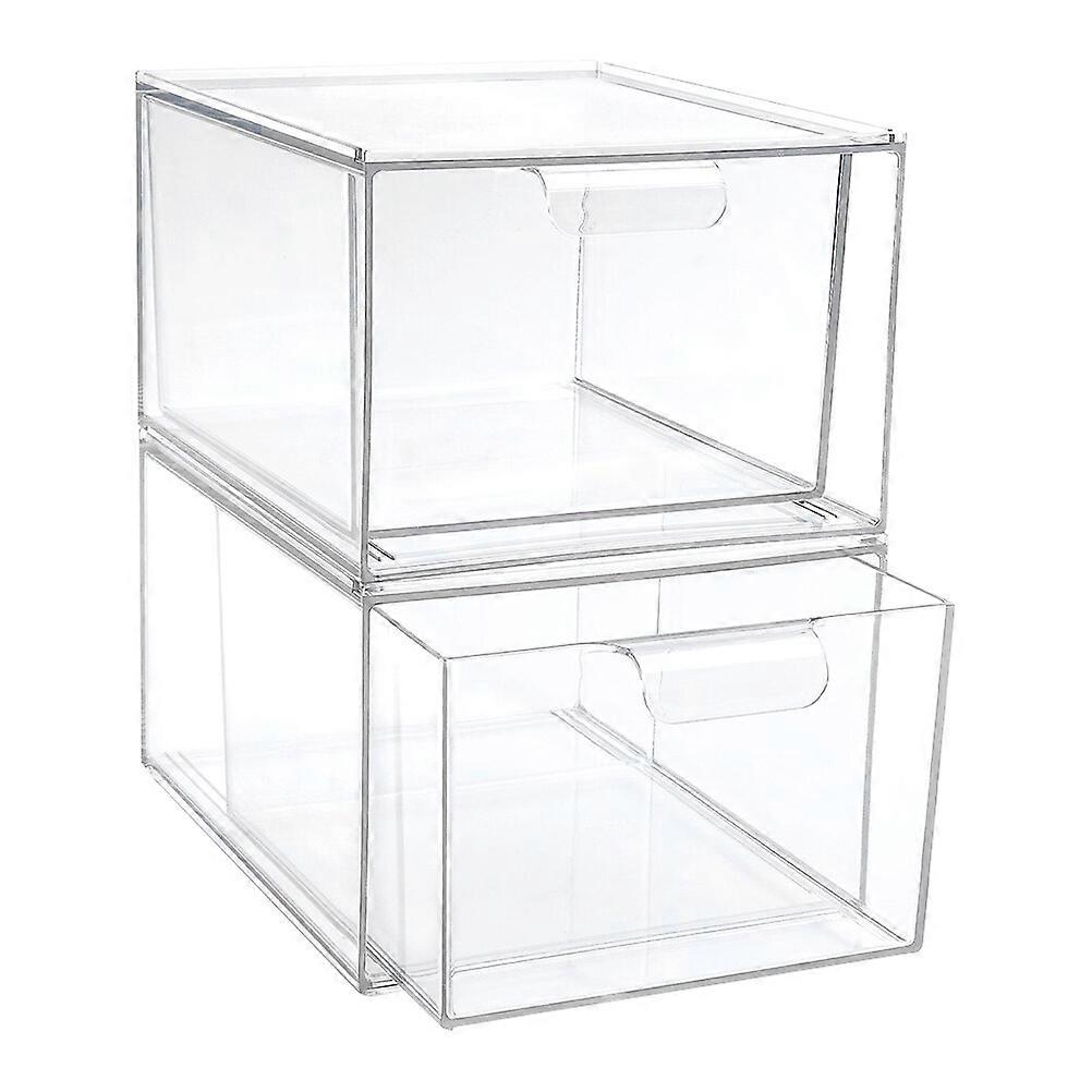 2pcs Gadget Storage Boxes Plastic Stacking Storage Boxes Cosmetic Organizer