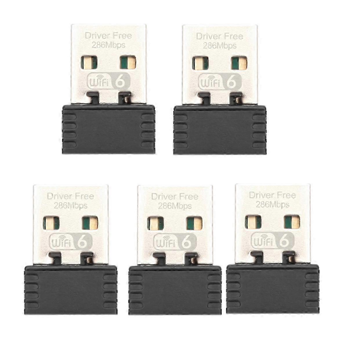 5 Pcs Usb Wifi Adapter Wireless Network Lan Card 2.4ghz Free Driver Wifi6 Receiver 802.11ax For Pc Laptop Win 7 8 10 11