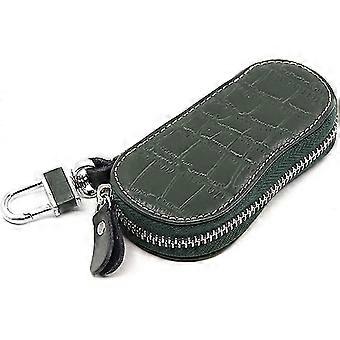 Auto-schlsselhlle, Kompakt, Leder, Geldbrse, Retro, Echtes Leder, Handgefertigt, Schlsseletui, Kartenetui, Dunkelgrn