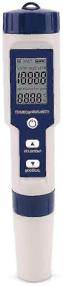 5 In 1 Digital Meter Tds / Ec / Ph / Salinity / Temperature Water Quality Monitoring Tester