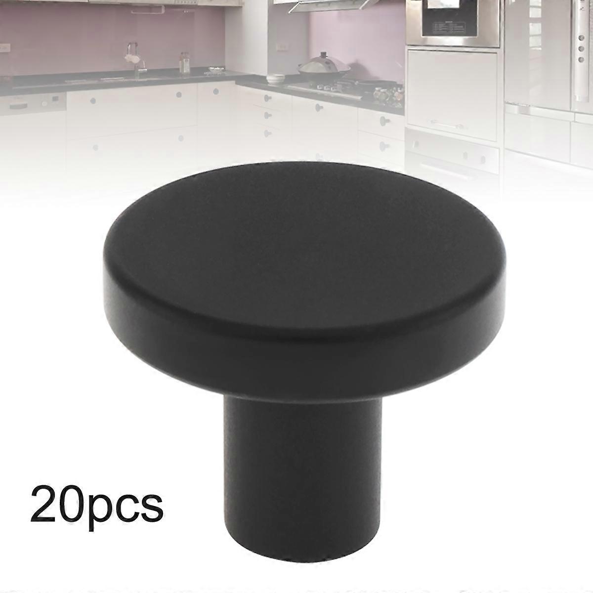 20pcs Solid Black Dresser Cabinet Knobs for Furniture Cupboard Single Hole Knobs Drawers Hardware Round Kitchen Cabinet Knobs