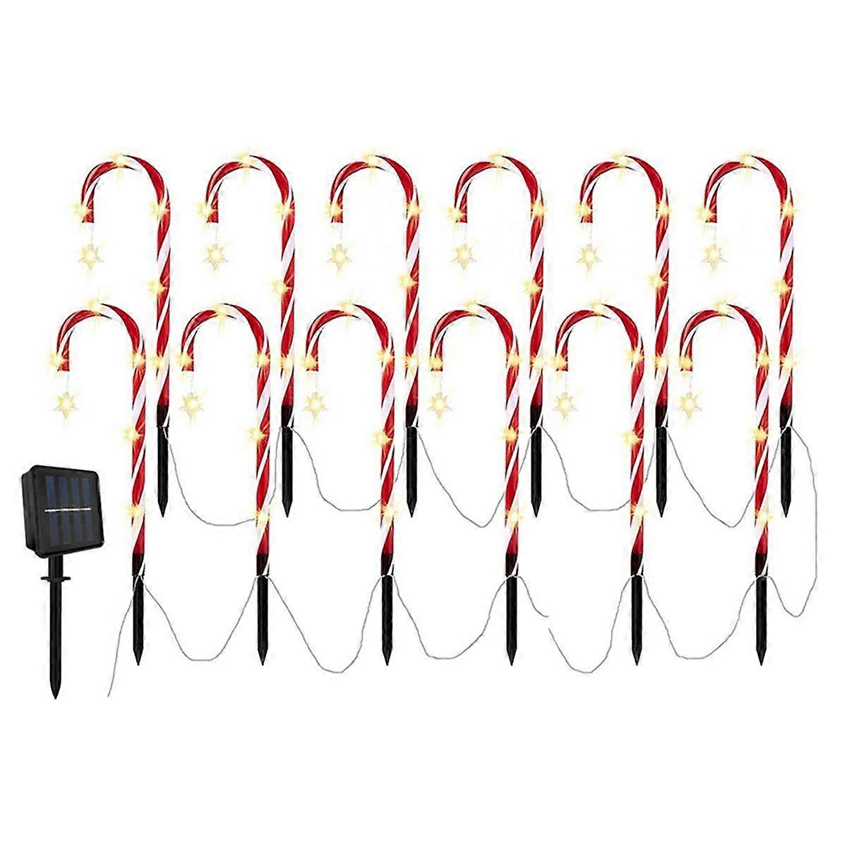 Solar Christmas Cane Ground Lights Light String Candy Star Cane Lawn Landscape