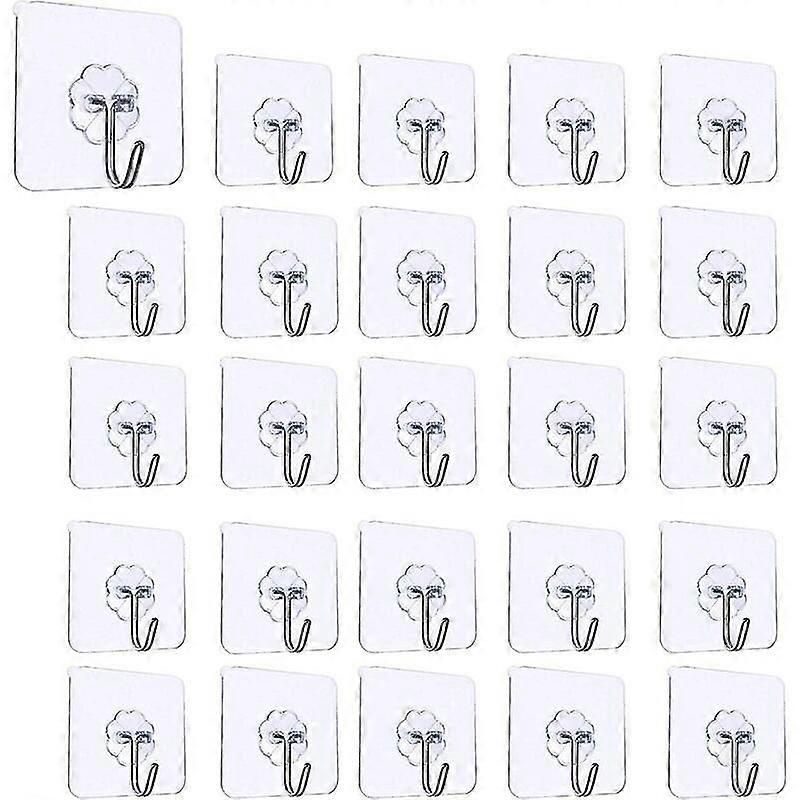 Transparent Adhesive Hooks, Kitchen Wall Hook With Stainless Hooks Bath Towel Utility Ceiling Hooks (20pcs)