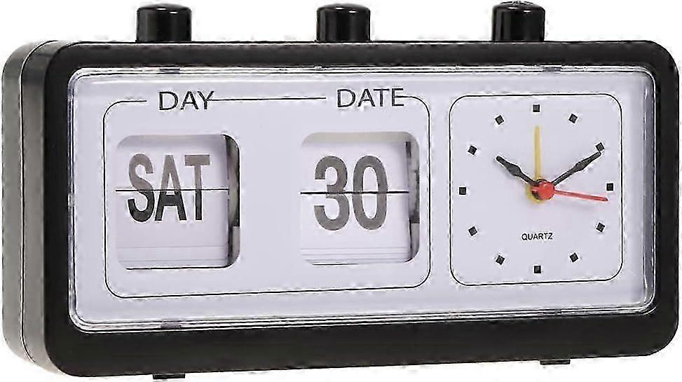 Black Calendar Display Clock, Size 20x5x10.8cm