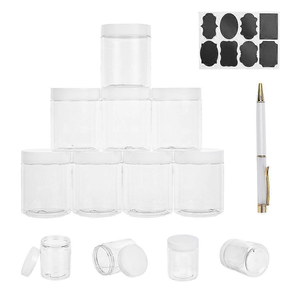 Transparent PET Plastic Bead Containers with Plastic Empty Tube Floating Pens Chalkboard Sticker Labels White 7.1x8.7cm Capacity: 250ml(8.45 fl. oz) 1