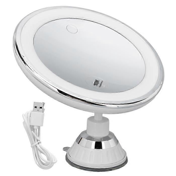 10x Magnification Makeup Mirror with LED Light with Suction Cup Wall Mounted 360 Rotating Touch Screen Mirror for Bathroom, Travel