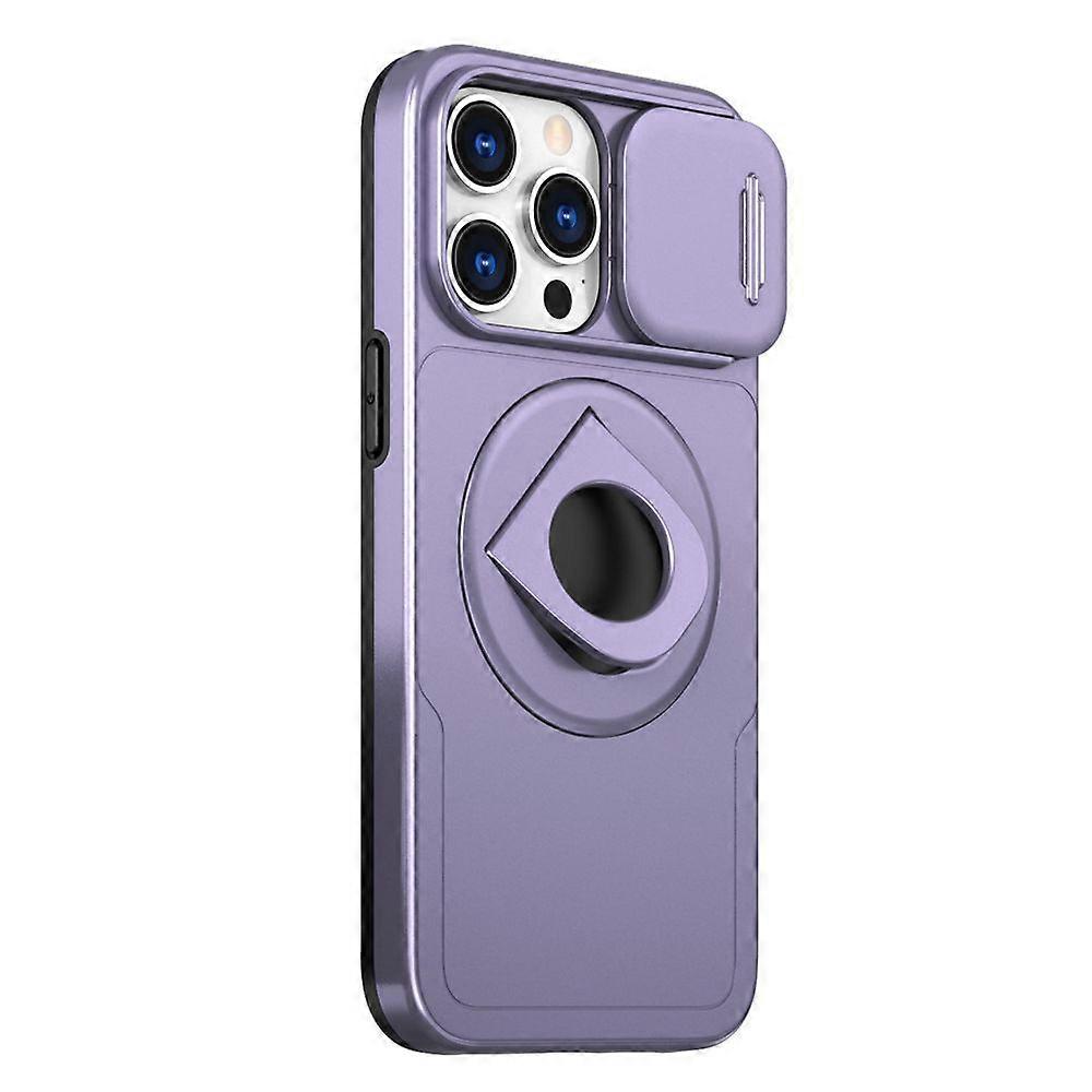 Phone Case Compatible Iphone 15/Pro/Plus/Pro Max Mobile Phone Protection Cover with Slide Camera Lens Cover Rotating Ring Stand Holder Kickstand Phone