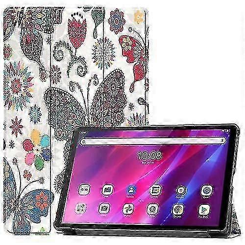 Pt For Lenovo Qitian K10 Tb-x6c6f / Tb-x6c6x / Tb-x6c6nbf Custer Painted Tpu Smart Tablet Leather Case With Sleep / Wake-up Function & 3-fold Holder