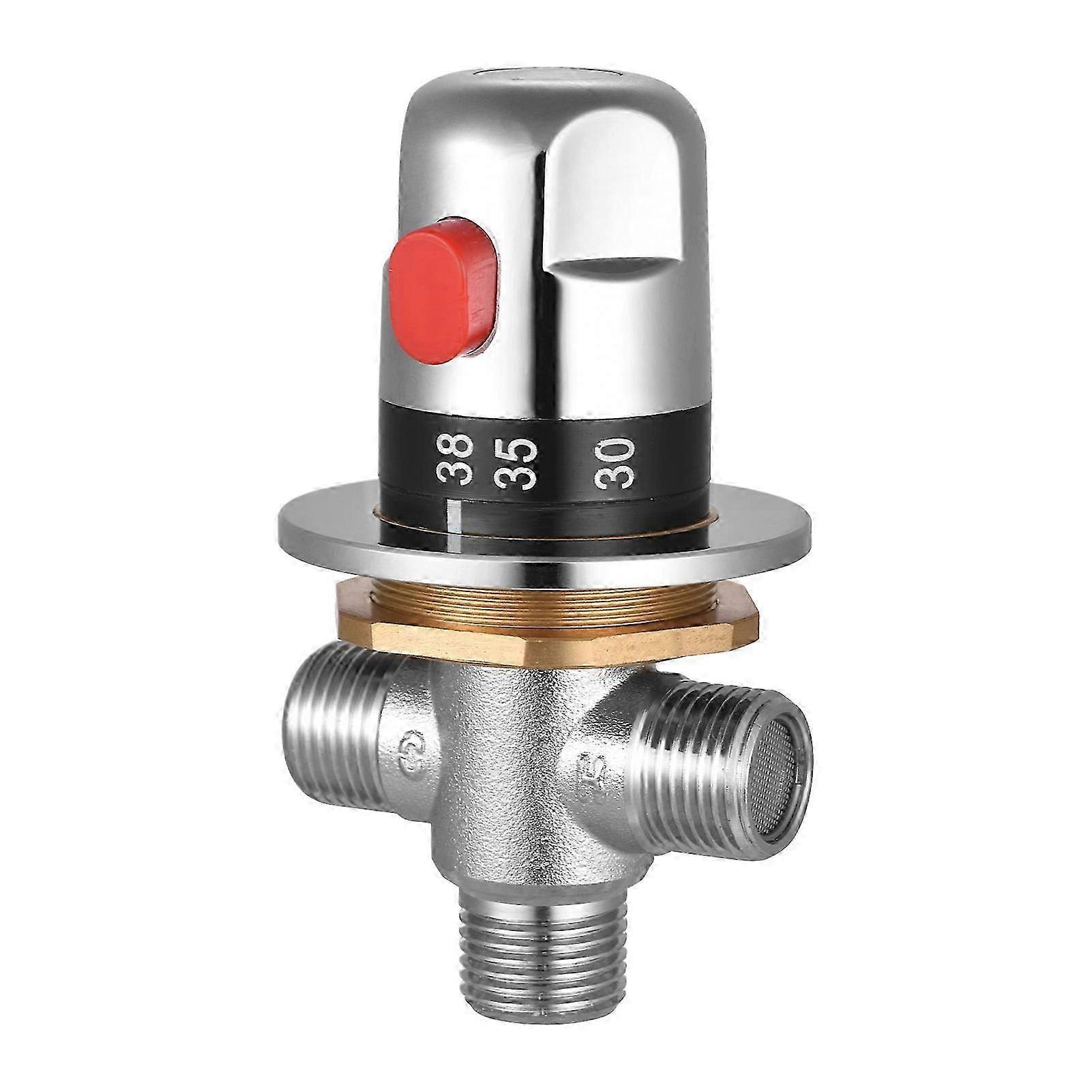 Thermostatic Temperature Control Valve Hot Cold Water Shower Mixer G1/2 Copper Mixing Valve Three-way Shower Diverter Valve For Solar Heating System W