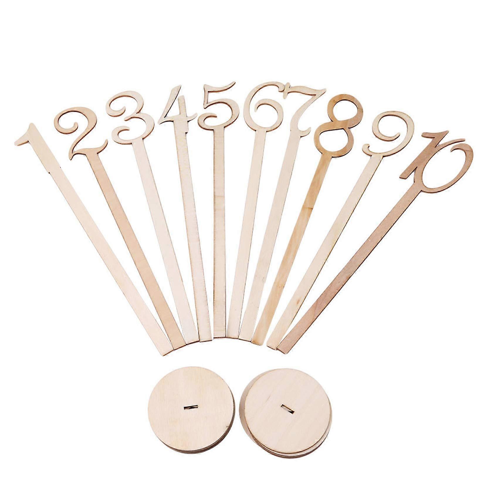 Wooden Digital Table Number Cards – Set of 10, Elegant Wedding Reception Decor, Rustic Style, 6-Inch Height