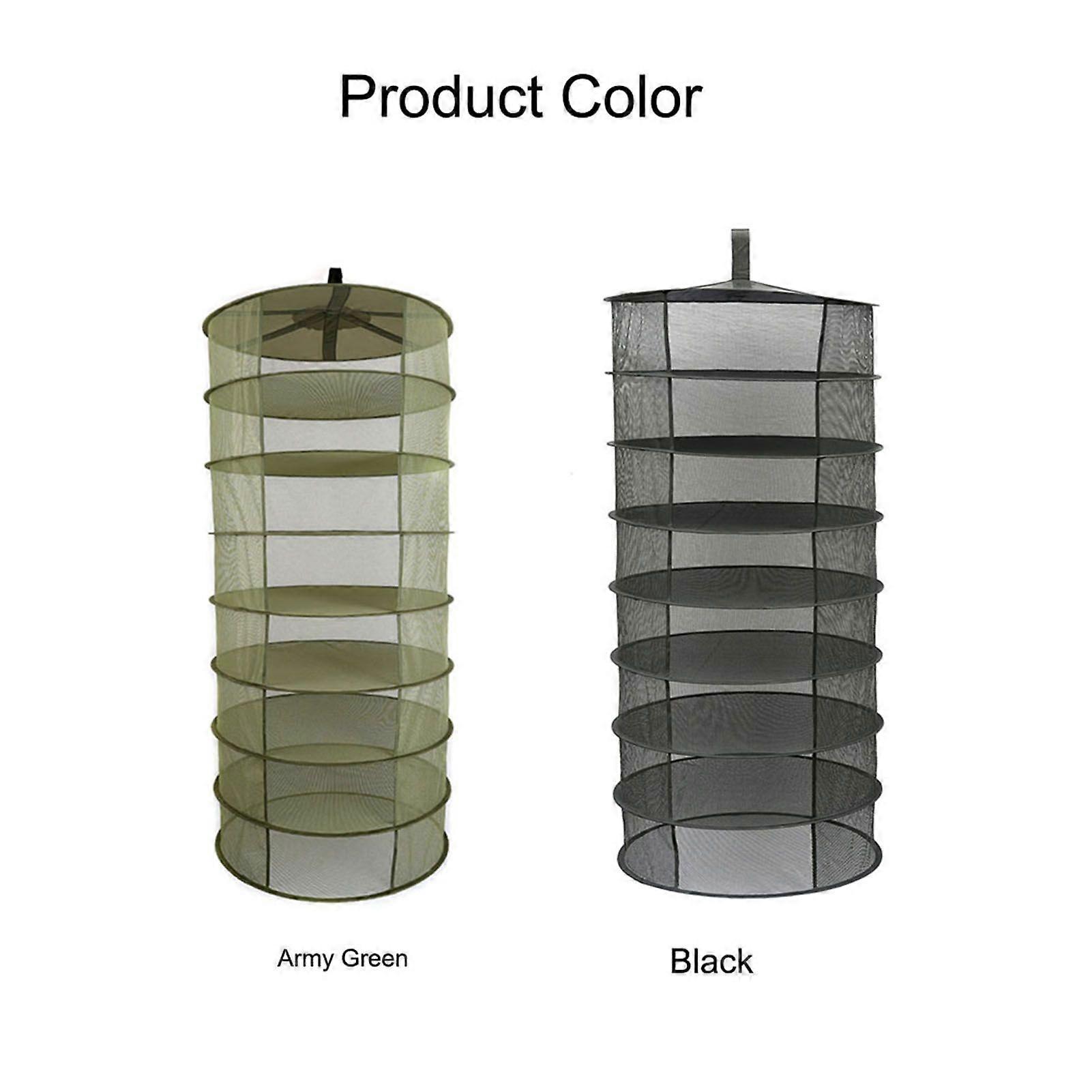 8 Layers Hanging Basket Folding Drying Rack Dry Net Opening Shape Dryer Bag Mesh 600mm Diameter For Herbs Flowers Buds Plants