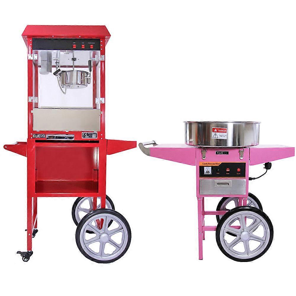 KuKoo 8oz Popcorn Machine & Candy Floss Machine met karren