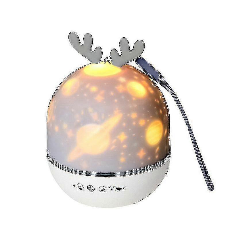Children's Night Light Projector, 360 Rotation + Timer + Remote Control + 6 Colors, (white)