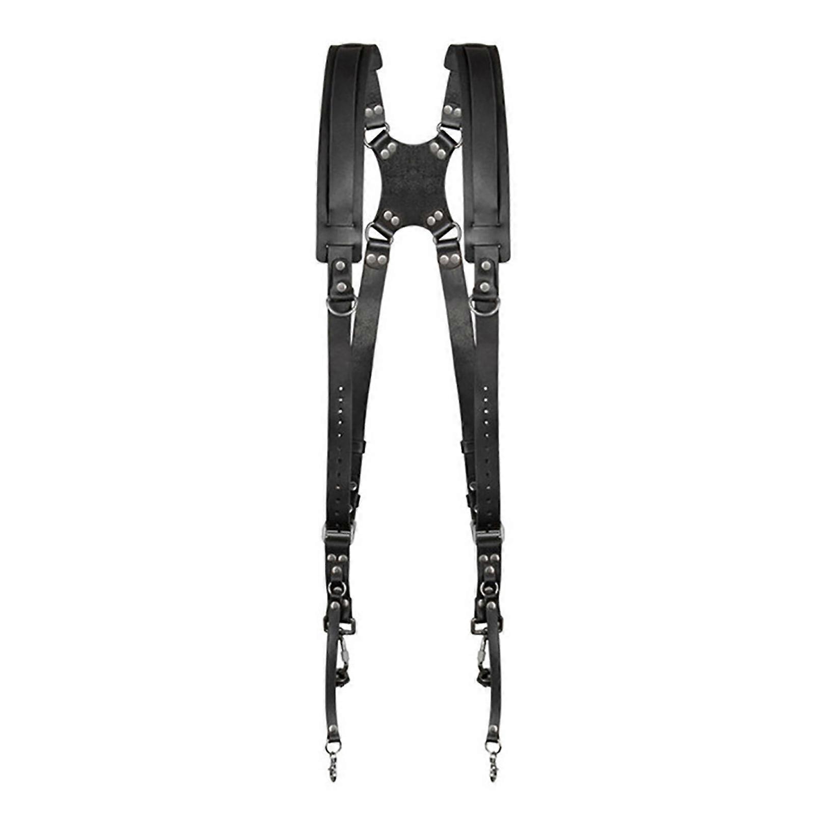 Double Shoulder Camera Strap Harness Quick Release Adjustable Double Camera Tether Strap Adjustable Chest Harness  Black