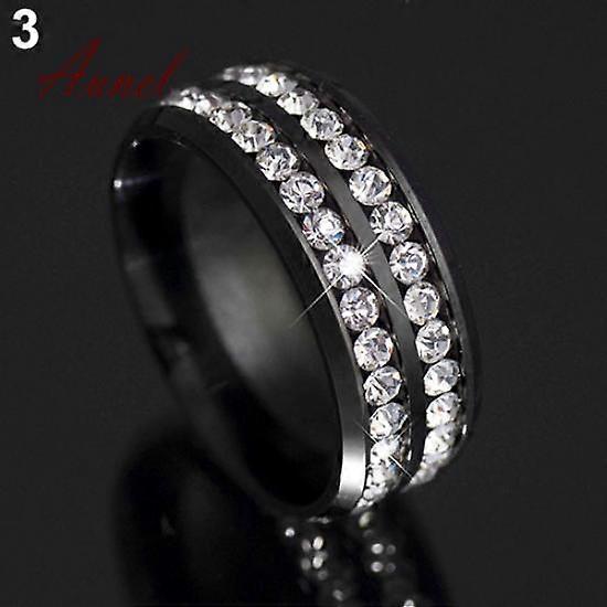 Modish Double Rows Rhinestones Titanium Steel Wedding Jewelry Ring