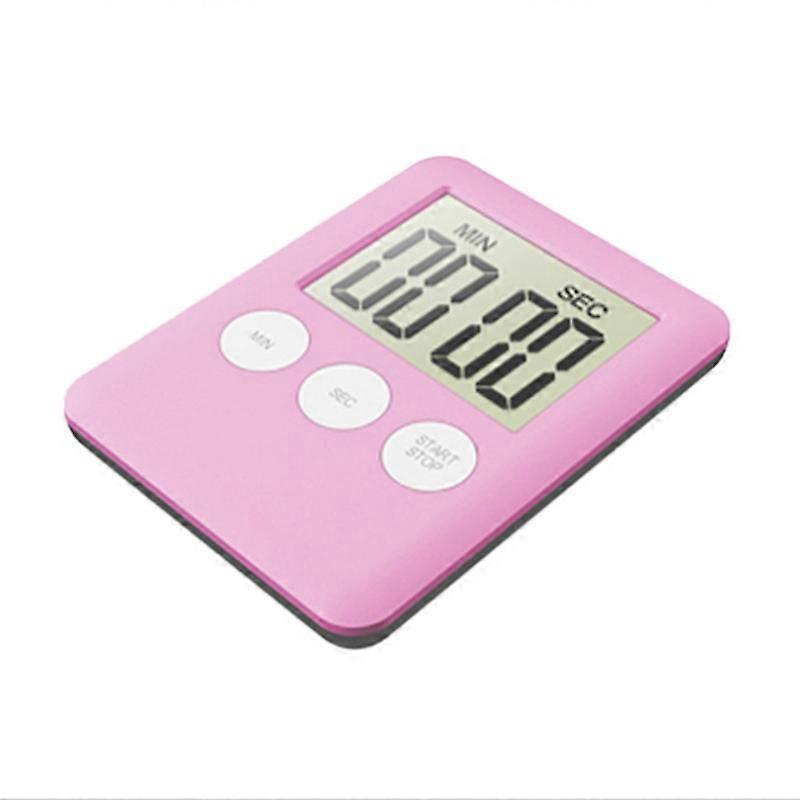 Ultra Thin Kitchen Timer Large LCD Display Digital Magnetic Countdown Cooking Timer-Pink