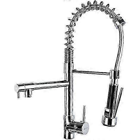 Pro Kitchen Mixer Tap With Spray And Supply Hoses - Silver