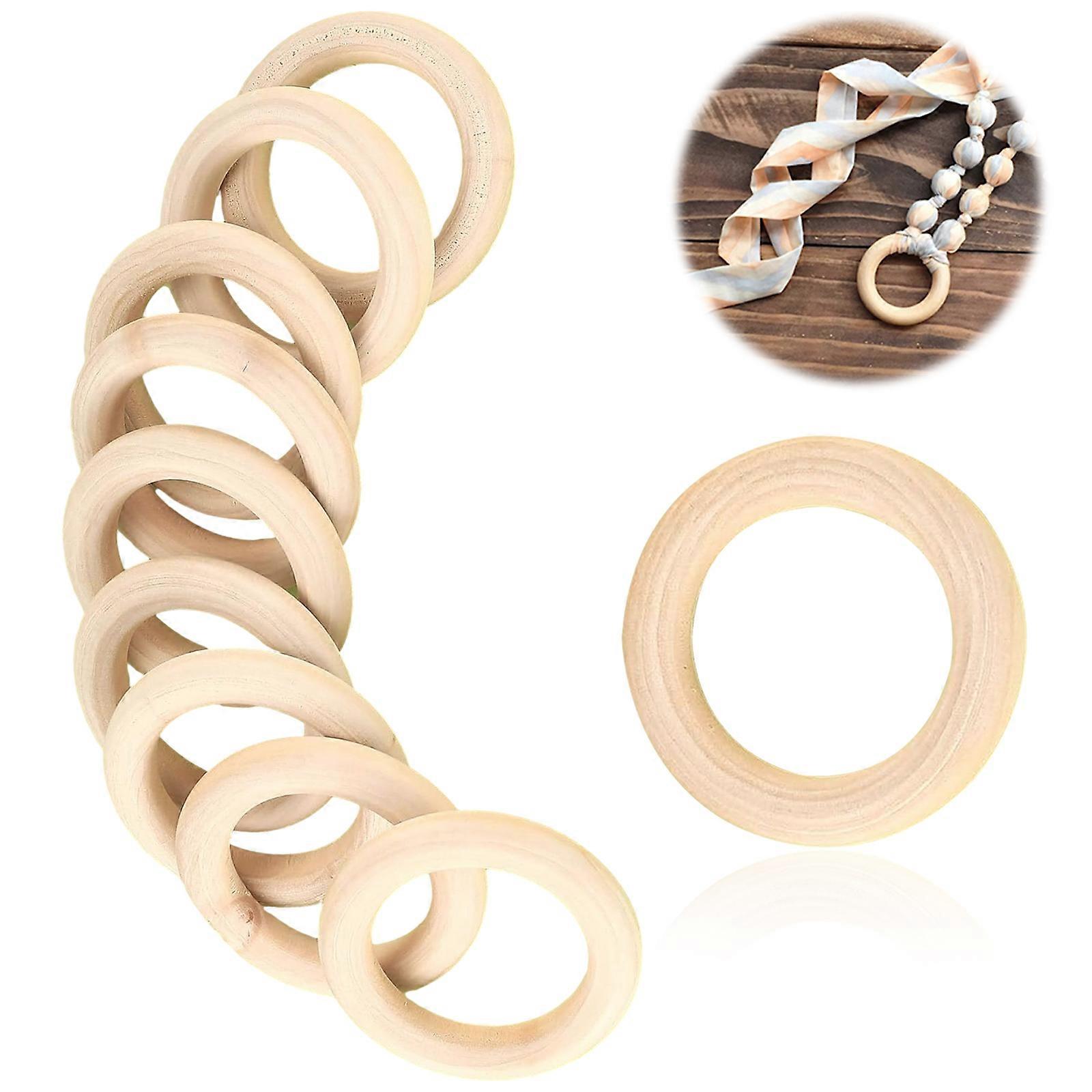 10 Stück DIY Holzring - Holzfarbe 7 cm * 1,1 mm