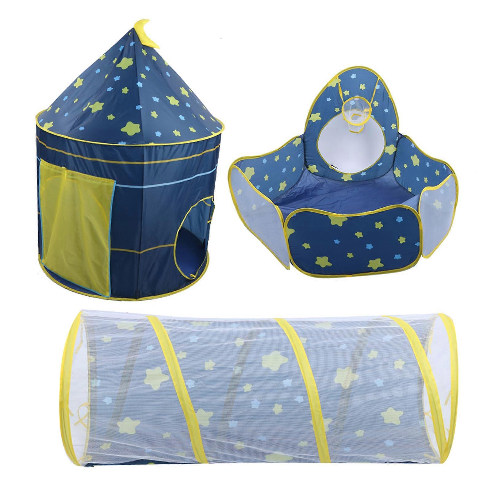 3 in 1 Kids Tent Ball Pit Crawling Tunnel Starry Sky Baby Play Tent