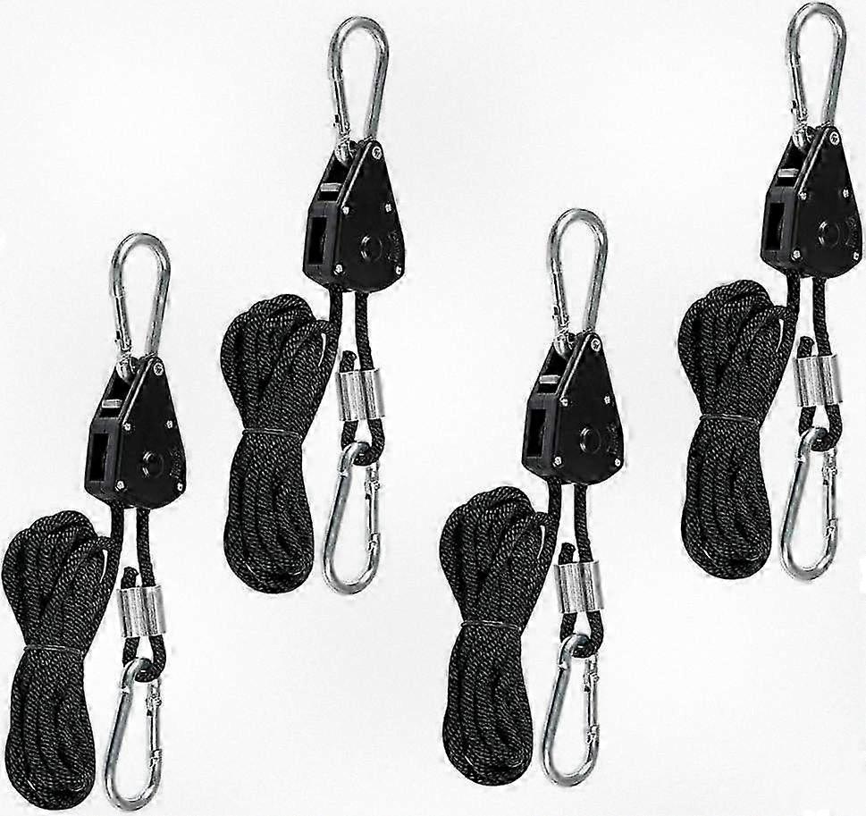 4-Piece Heavy Duty Adjustable Rope Tie-Down with Hooks for Grow Lights, 150lb Capacity, Lightweight Design