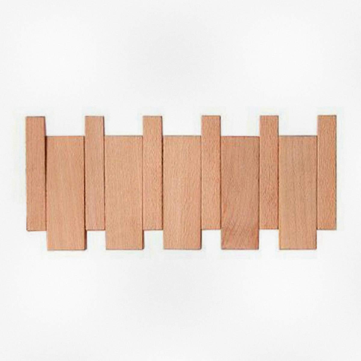 Wall-Mounted Solid Wood Coat Hook Rack with 4 Hooks for Home Decor