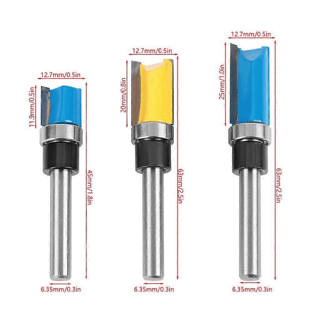 3pcs 1/4" Shank Woodworking Router Bit Cutter Milling Set