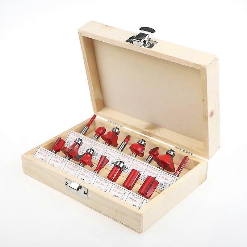 15pcs Router Bit Set 6mm Shank Woodworking Edge Trimming Straight Face Milling Cutter For CNC Tungsten Solid Cutter