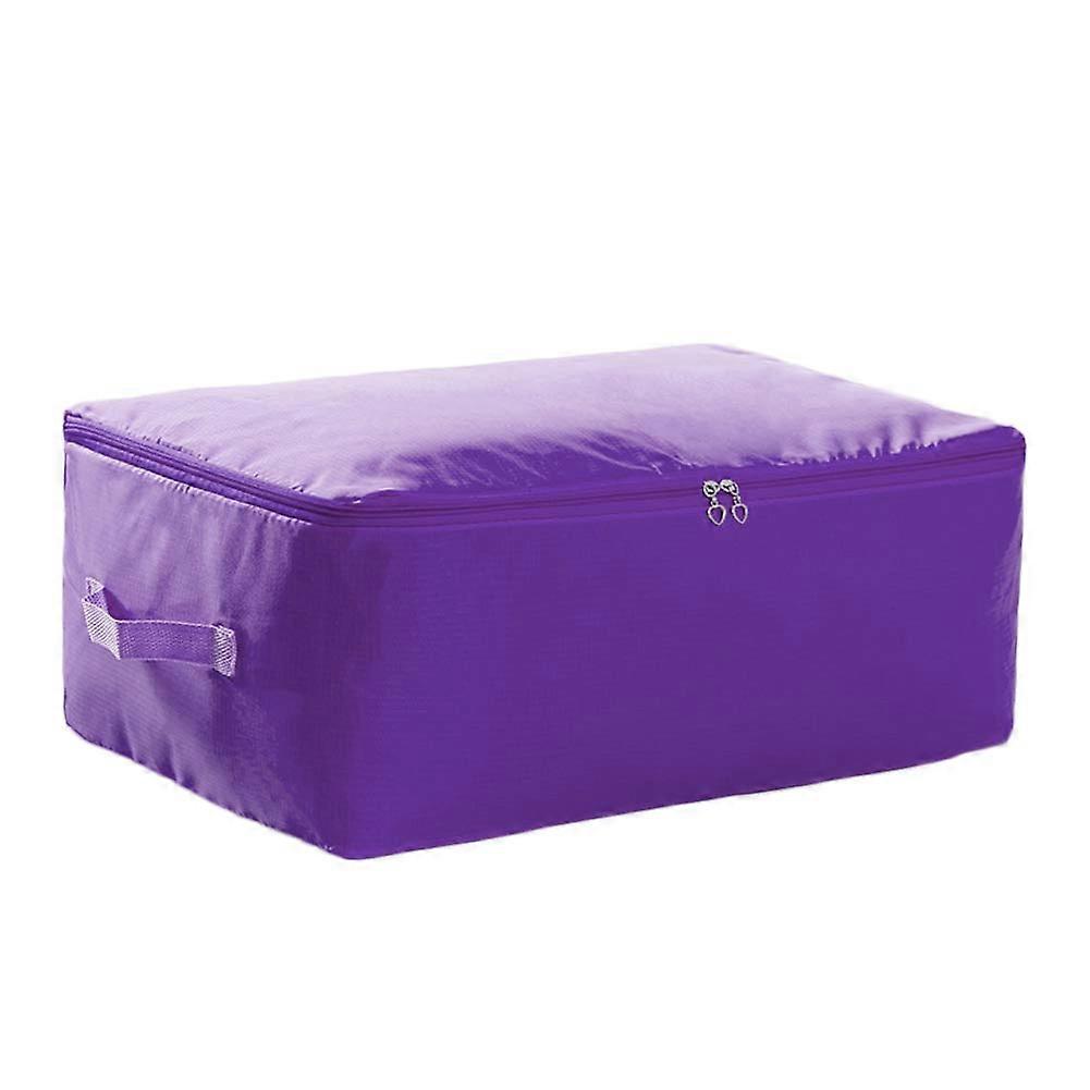 Folding Clothes Storage Bag with Zipper, Dust-Proof Blanket and Pillow Storage, Large Purple Organizer, Home Essentials