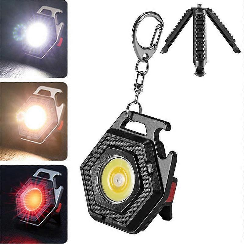 E-SMARTER W5131 Mini Keychain Strong Light Portable Flashlight, Specification: Black+Tripod