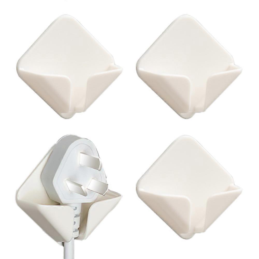 4pcs square plug hook without perforation, self-adhesive hook, storage rack, power cord hook