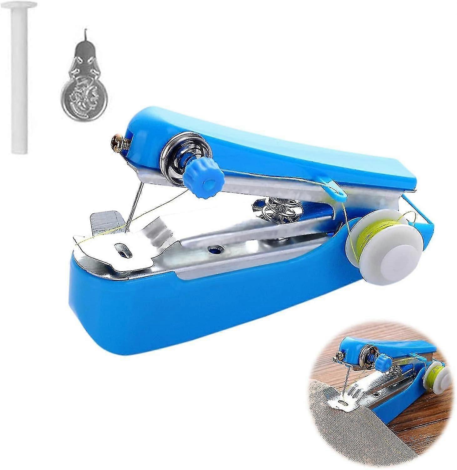 Bleu - Machine à coudre portable, Mini machine à coudre portable, Machine à coudre manuelle portable, Mini machine à coudre électrique portable pour adultes, Rapide