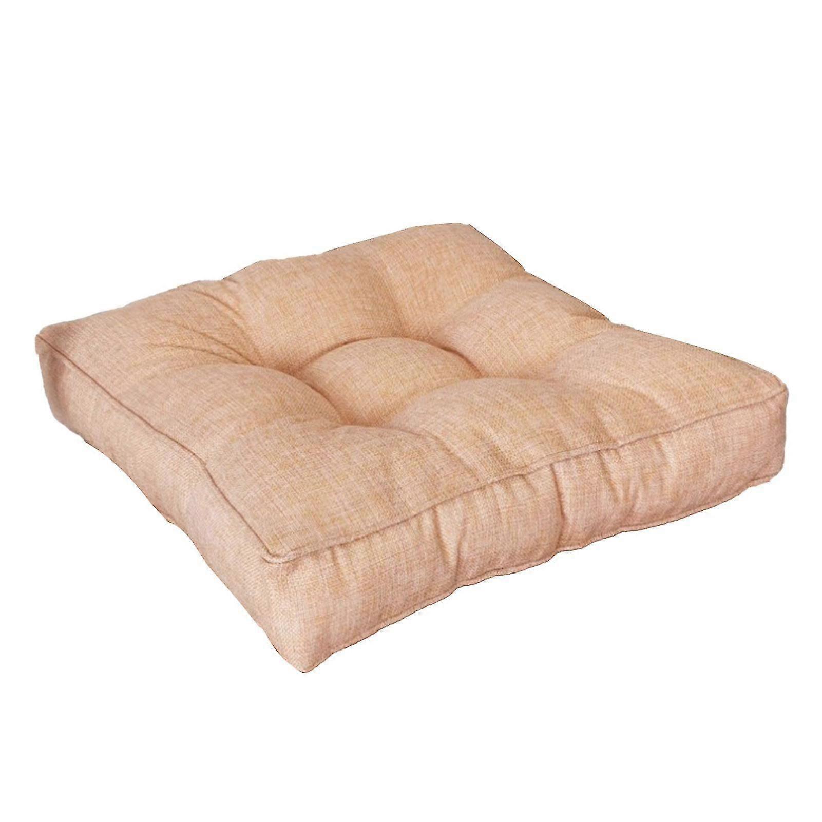 Three-dimensional Thickened Imitation Linen Cushion Custom-made Floor Cushion Bay Window Cushion Candy Color Colorful Cushion Linen Color 45*45*9cm Li