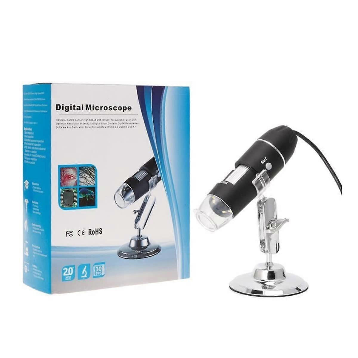 Microscope Accessories kit Slide Preparation camer 1600X USB Digital Microscope Camera 8LED Magnifier with Hold Stand Microscope Accessories